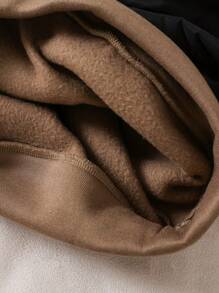 SHEIN Explorewe 3 件装年轻女孩休闲连帽棕色运动衫、棕色裤子和黑色背心套装，秋冬 - 彩色 - 查看 5