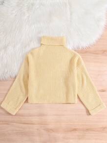 Tween Girls' Loose Casual Minimalist Cozy Soft High Neck Long Sleeve Warm Sweater