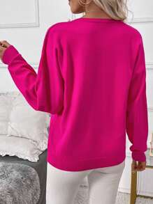 SHEIN Clasi Jersey de punto con escote en V y adorno de perlas de imitación, para mujer, otoño/invierno