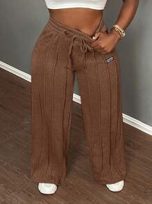 Slaydiva Casual Grey Loose Fit Straight Leg Pants