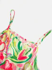 Teenage Girls Casual Colorful Graffiti Random Print Strap Dress - Multicolor - View 4