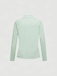 SHEIN Tween Girls Fitted Green Striped Logo Casual Sports Outdoor Street Jacket, Long Sleeve, Breathable