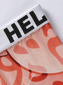 3 pièces/set Boxers décontractés à bande tricotée avec lettres pour hommes - Multicolore - Voir 8