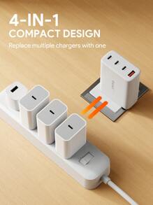 JMMO Usb充電器,100w 4-端口usb C牆壁充電器,3個usb-c端口,1個usb-a端口,適用於macbook Pro,macbook Air,dell Xps,iphone 14/13/12,galaxy S22/s21,ipad,steam Deck,可攜充電器 - 白色 - 查看 4