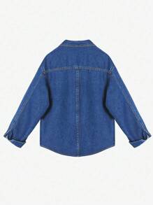Tween-Mädchen Minimalistische, lässige, langärmelige, bestickte Jacke im Y2K-Stil