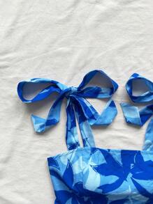 Soleia 大码女式波西米亚风度假毕业季返校季返校服装秋装度假装娃娃装上衣万圣节圣诞节闪光返校节、婚礼、音乐会、比赛日蓝色花朵印花宽松吊带连衣裙，适合夏季 - 彩色 - 查看 5