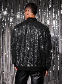 Manfinity VCAY 男士时尚休闲宽松亮片装饰拉链开衫