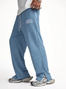 Manfinity VCAY Men's Loose Straight Print Knit Pants - Baby Blue - View 4