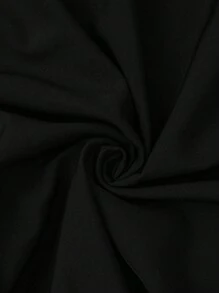 大码女式度假纯色圆领蝙蝠袖上衣和花卉印花宽松裤套装 - 黑色 - 查看 7