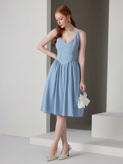 SHEIN Belle 女士纯色无袖优雅正式派对礼服