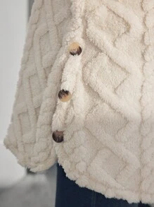 SHEIN Maternity Solid Button Front Hooded Fleece, Hooded Fleece Jacket, For Winter