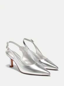 CUCCOO BIZCHIC 女士时尚银色尖头高跟鞋，适合办公室、约会、聚会、婚礼和度假新年假期 - 銀色 - 查看 6