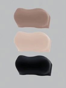 Conjunto de 3 piezas Sujetadores sin costuras elegantes y cómodos de un solo hombro para mujer, multicolor - Multicolor - Ver 5