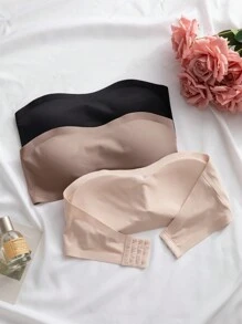 Conjunto de 3 piezas Sujetadores sin costuras elegantes y cómodos de un solo hombro para mujer, multicolor - Multicolor - Ver 3