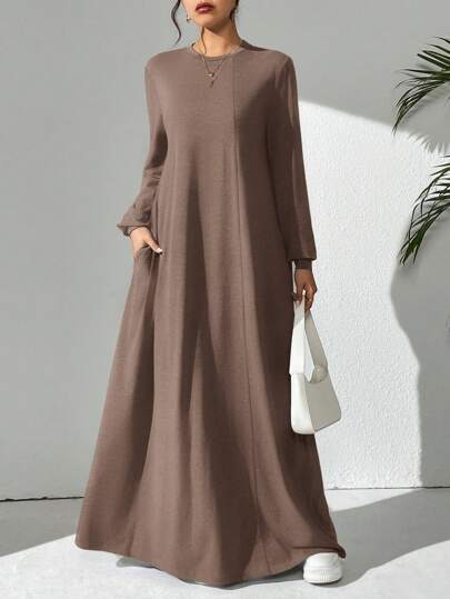 فستان نسائي كاجوال بلون سادة على الطراز العربي، من...