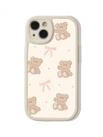 Kawaii 1pc Cute Pink Bow Silicone Phone Case, Compatible With Iphone 11 12 13 14 15 Pro Max