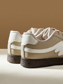 CUCCOO EASI Giày thể thao Đức thường ngày mùa xuân/thu 2024 dành cho nữ, giày thể thao đế bằng lưu hóa cổ điển, thời trang & đa năng - Màu Khaki - Xem 3