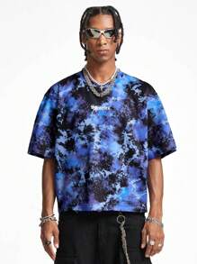 Manfinity VCAY Camiseta de manga corta suelta de punto con estampado digital para hombres