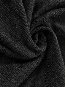 SHEIN LUNE Women's Loose Round Neck Striped Raglan Sleeve Casual Knit Sweater, Autumn/Winter, Knit Pullover Fall - Black - View 7