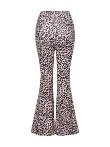 SHEIN Leap Crew Bộ 2 chiếc áo len dài tay họa tiết da báo cho bé gái tuổi mới lớn kèm quần ống loe và cà vạt - Màu Khaki - Xem 6