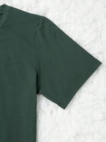 EMERY ROSE Camiseta sólida de cuello redondo de manga corta casual para mujer, parte superior de otoño, camiseta básica - Multicolor - Ver 4