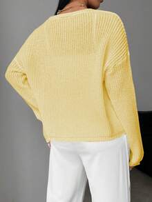 Chiquease 女式宽松系带雪纺开衫 - 黃色 - 查看 2