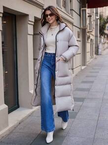 Damska kurtka puchowa z zamkiem błyskawicznym z dwóch stron, ubrania zimowe