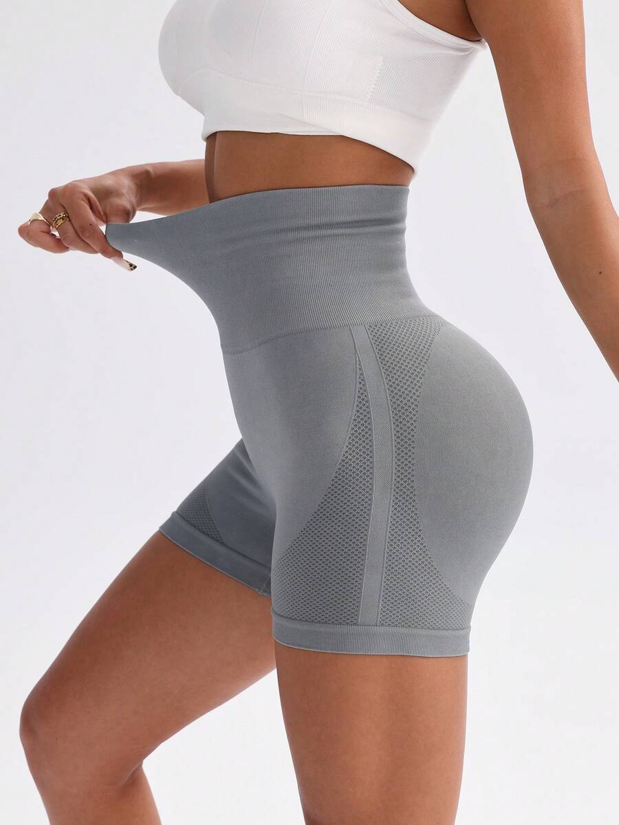 SHEIN Sport Seamluxe Women's Solid Color High Waist Tummy Control