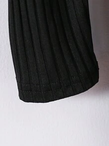 2 件青少年女孩休闲通勤百搭格子双面长夹克和简约针织裙套装 - 彩色 - 查看 4