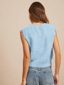 WESTFADE Chaleco de suéter cepillado - Celeste - Ver 4