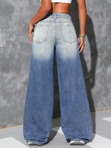 SHEIN ICON Women Simple Front Button Pocket Casual Denim Long Pants