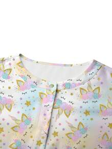 PopScrub Jaket Seragam Perawat Wanita Motif Unicorn dengan Kancing Depan - MultiWarna - View 4