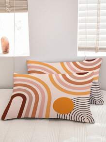 3pcs Geometric Pattern Duvet Cover Set, Comfortable Bedding Set Including 1 Duvet Cover And 2 Pillowcases, Made Of Skin-Friendly 100% Polyester Fabric, Suitable For Bedroom, Dorm, Or Travel - Multicolor - View 4