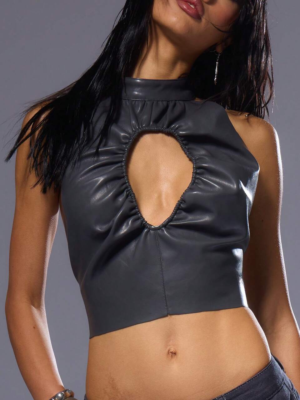 Sexy Ruched Cut Out Open Back Halter Top Summer Ibiza Going Out Tops Festival Spring Holiday