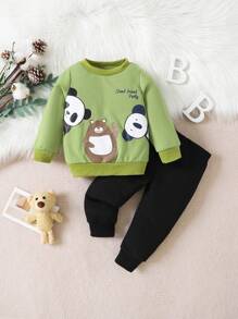 男嬰卡通圖案衛衣和衛褲 - 彩色 - 查看 5