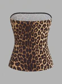 SHEIN EZwear Bộ 4 sản phẩm thu đông thiết yếu sọc đen trắng & họa tiết da báo crop top - Nhiều màu - Xem 9