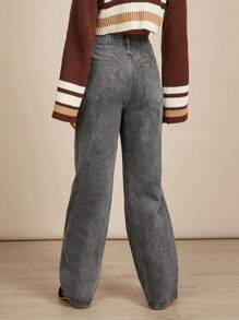 WESTFADE Premium 91% Cotton Denim Studded Western Mid Rise Straight Leg Jeans - Black - View 6