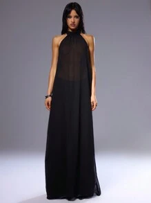 MUSERA 性感露背吊带露背上衣，适合伊比沙岛度假海滩穿着，可爱优雅，适合节日、西部风情派对、夜店等场合。 - 黑色 - 查看 4