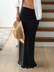 Siren Gaze 女士圆点印花 A 字裙，休闲风格 - 彩色 - 查看 3