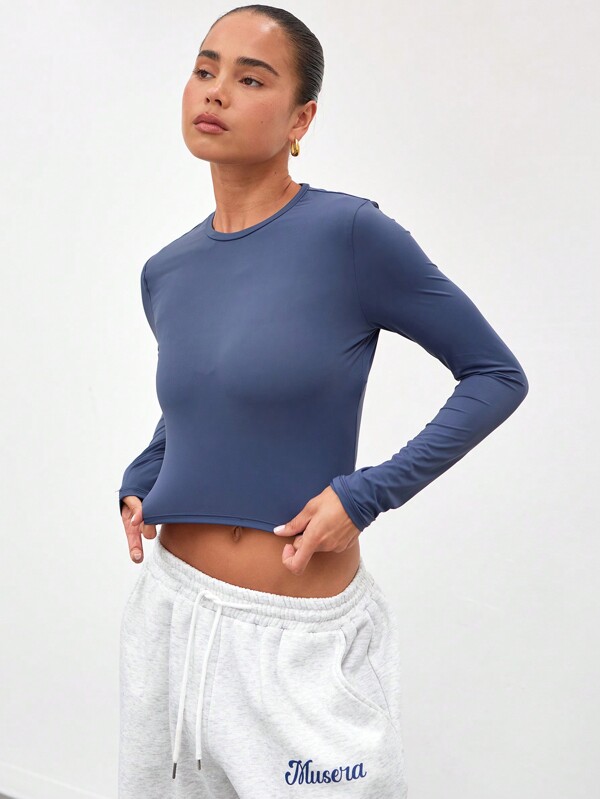 MUSERA ESSENTIALS Long Sleeve Slinky Fitted Top Casual Summer Vacation Spring Summer , Padel, Tennis, Pickleball Fall