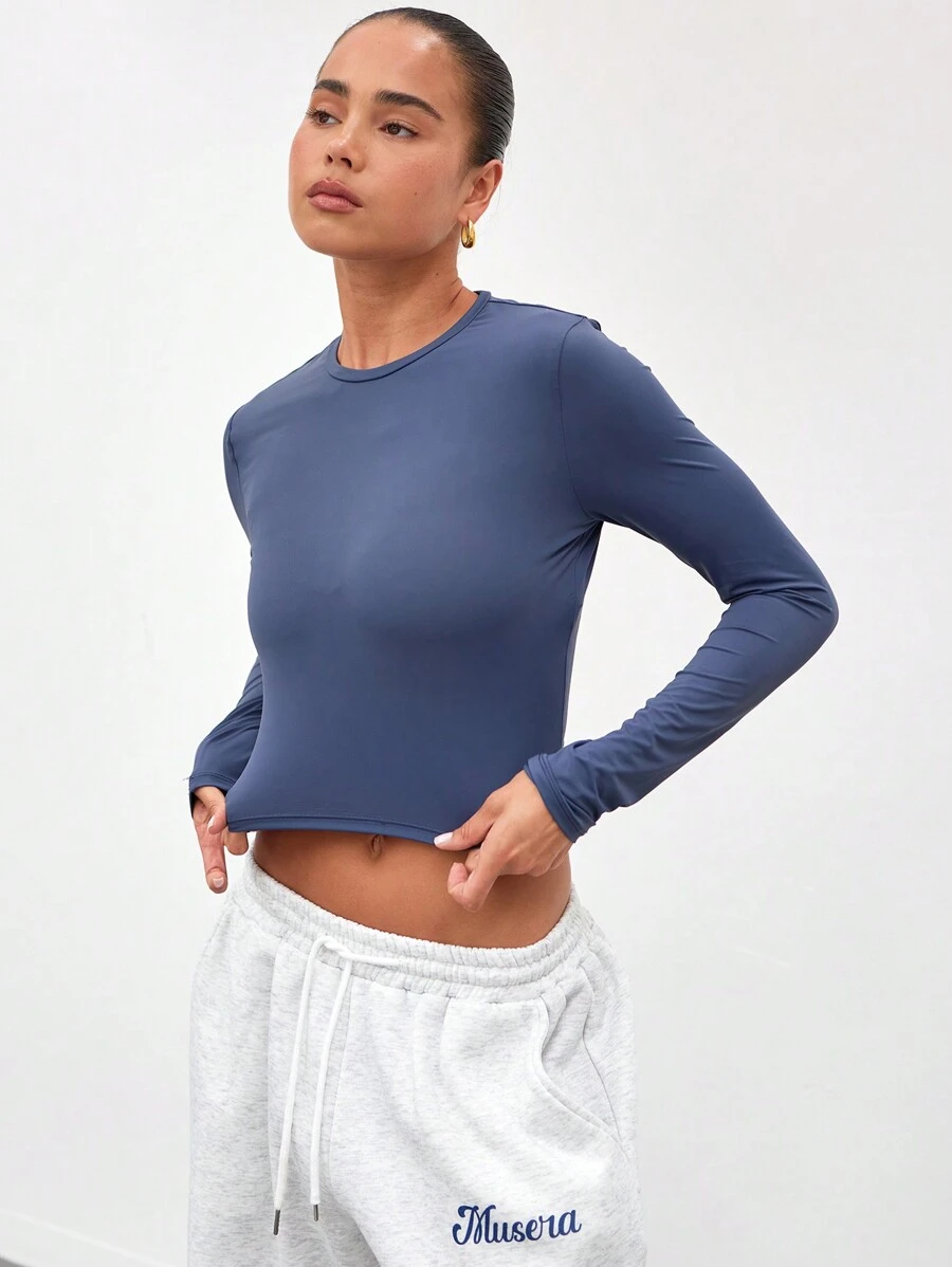 MUSERA ESSENTIALS 长袖修身吊带背心，休闲夏季度假春夏款，适合板式网球、网球、匹克球等运动。 - 寶藍色 - 查看 1