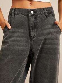 WESTFADE Jeans de mezclilla de algodón premium, informales y holgados - Gris - Ver 4