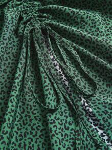 Sweetra 大码豹纹开叉褶皱 A 字裙，休闲海滩 - 彩色 - 查看 3