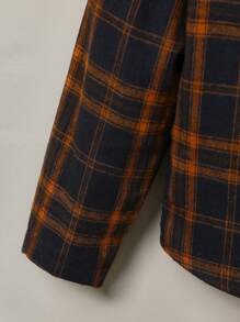 SHEIN Tween Boys Plaid Hooded Shirt, Suitable For Commuting, School, Casual, Collegiate Style, Sport, Autumn/Winter, Versatile - Royal Blue - View 6