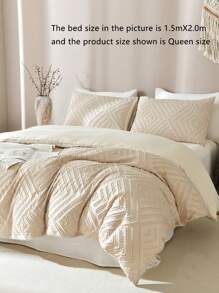 3pcs Mermaid Scale Pattern Solid Color Duvet Cover Set, Casual Style, Suitable For Bedroom, Home Decor - Khaki - View 2