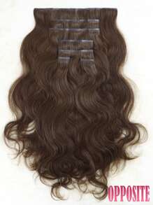 Seamless Clip Ins 7 piezas Extensiones de cabello humano Remy de onda corporal 4# marrón oscuro 130g/150g con sistema de clip invisible, 100% alineadas con la cutícula, doble trama, de alta calidad - S4 - Ver 4