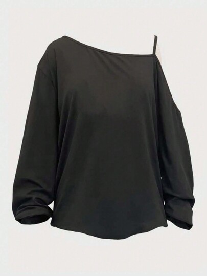 SHEIN LUNE Plus Size Damski Casual Prosty Jednokolorowy Spaghetti Pasek Tank Top, Lato