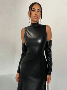 Allurite Vestido de tirantes de unicolor con bajo acampanado para mujer