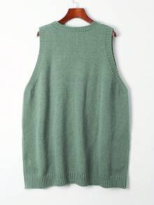 Christmas Day Plus Size Commuting Solid Color Sweatshirt Vest - Dark Green - View 4