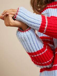 WESTFADE Jersey oversized casual de rayas para otoño